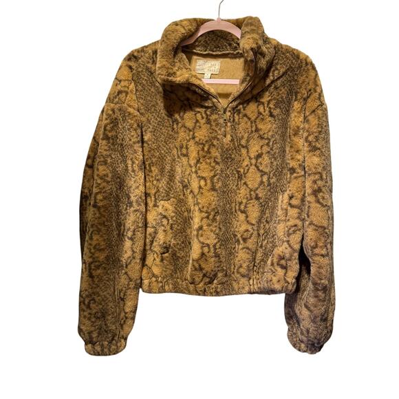 Oil & Hali Fuzzy Fleece Snake Print 1/4 Zip Pullover Size M - Picture 2 of 13